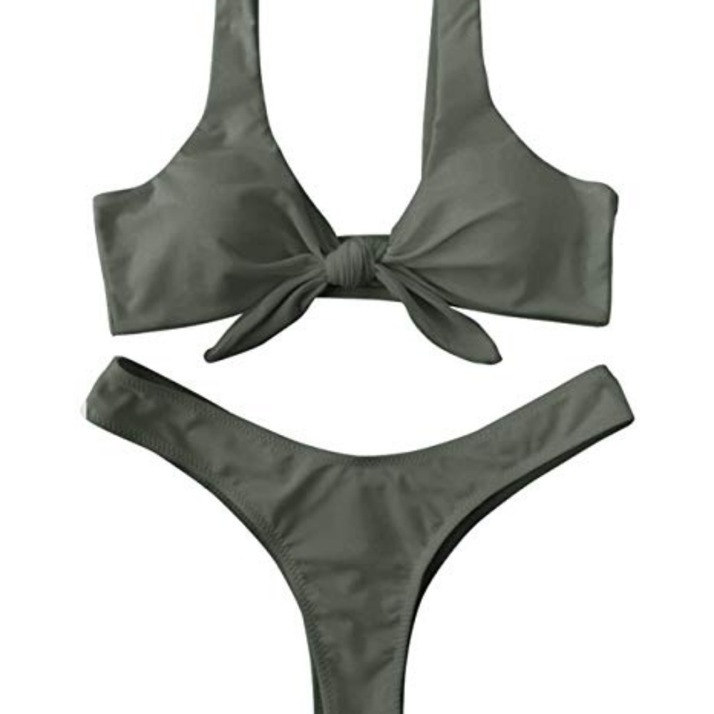 High Cut Brazilian Bikini in Army Green NWT